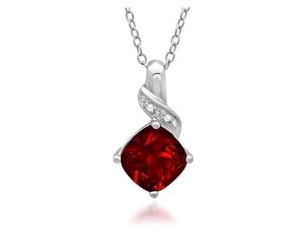 $50 off 2.5 Cttw. Sterling Silver Created Ruby & Diamond Pendant