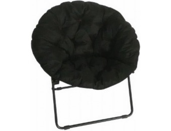 43% off Round Dish Chair, Black Padded Microfiber & Frame
