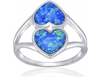84% off Simulated Blue Opal Sterling Silver Heart Ring