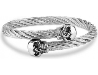 75% off HELEN ANDREWS Stainless Steel Cable Skull Bangle