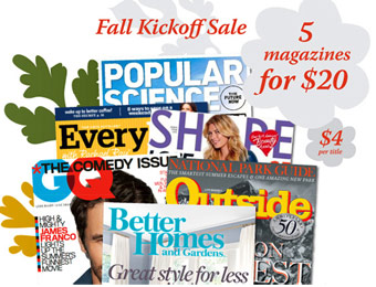 5 Annual Magazine Subscriptions for $20, 39 Titles to Choose From