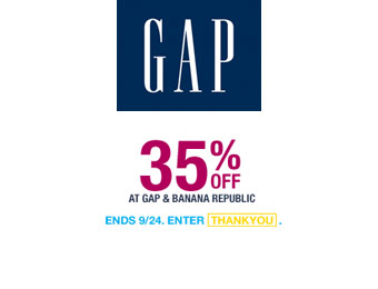 Extra 35% off Sitewide at Gap.com w/code: THANKYOU