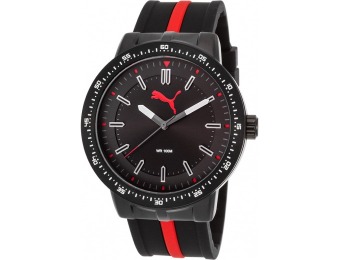 67% off Puma Men's Roadmap Black & Red Ion Plated SS Watch