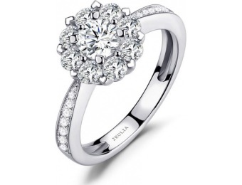 70% off Jeulia Floral Halo Cluster Created White Sapphire Ring