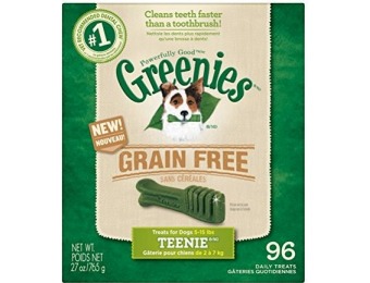 57% off Greenies Grain Free Dental Dog Treats, Teenie, 96 Treats, 27 oz.
