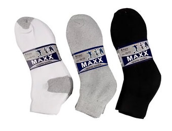 69% off 12 Pairs Maxx Athletic Comfort Socks (Ankle or Crew)