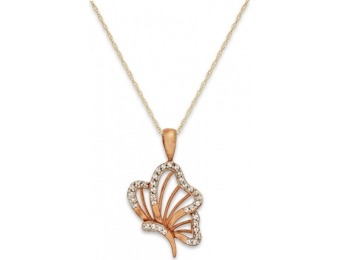 90% off Diamond Accent Butterfly Pendant Necklace in 10k Gold