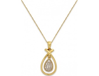 90% off Diamond Teardrop Frame Pendant Necklace in 10k Gold