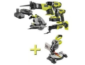 Deal: Free Miter Saw with Ryobi One+ 18-Volt 5 Tool Kit
