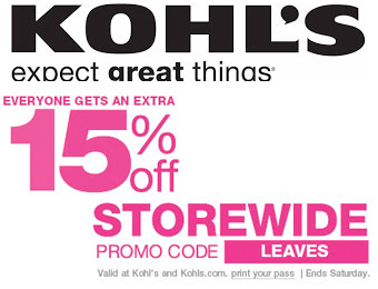 Save an Extra 15% off Storewide at Kohl's