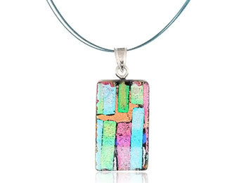 56% off Sterling Silver Dichroic Glass Pendant Necklace
