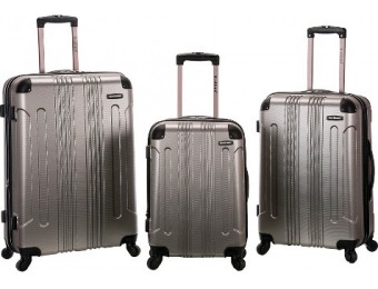 74% off Rockland 3pc Abs Luggage Set - Silver