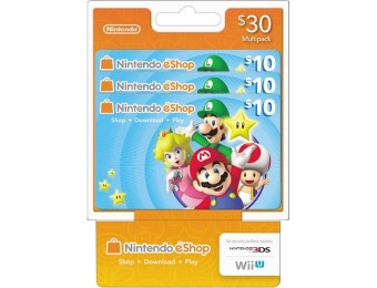 10% off Nintendo eShop $10 Prepaid Cards (3-Pack)