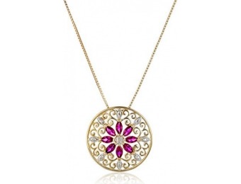 73% off 18k Gold-Plated Silver Mandala Ruby Filigree Necklace