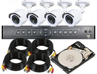 64% off 4-Channel DVR Kit with 4x 720p Infrared Cameras, 500GB HDD