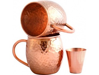 63% off Set of 2 Moscow Mule Copper Mugs w/ Shot Glass
