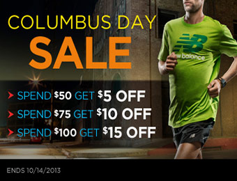 Extra $5, $10 or $15 off Columbus Day Sale at Joe's New Balance