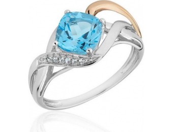 50% off Two-Tone Swiss Blue Topaz and Created White Sapphire Ring