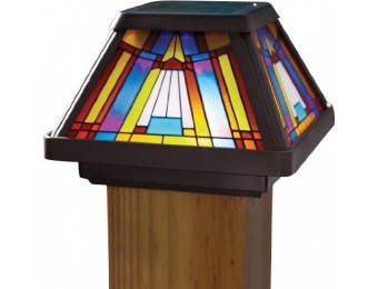 81% off Moonrays 91241 Stained Glass Solar Post Cap Lamp