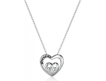 71% off Sterling Silver CZ Grandma Double Heart Pendant Necklace