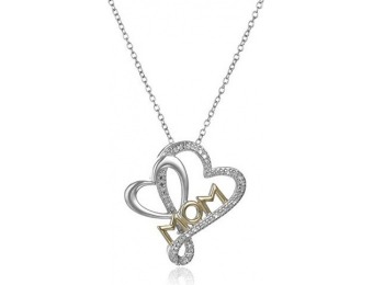 88% off Rhodium / 18k Gold Plated Silver Diamond "Mom" Necklace