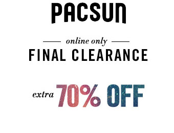 Extra 70% off Men's & Women's Apparel at PacSun