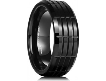 94% off King Will 8mm Tungsten Carbide Multi Groove Wedding Band