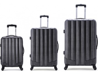 $373 off Rockland Luggage 3 Pc Metallic Upright Set, Carbon