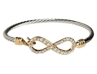 49% off RAIN "Infinity" Gold & Silver-Tone Crystal Bangle Bracelet
