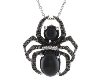 60% off Sterling Silver Onyx with Genuine Diamonds Spider Pendant