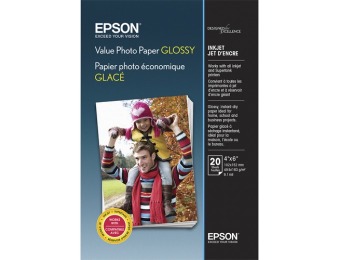 60% off Epson Value Glossy Photo 4" x 6" 20-Count Paper