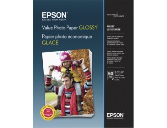 60% off Epson Value Glossy Photo 8.5" x 11" 50-Count Paper
