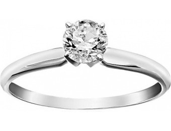 $982 off 14k Round Solitaire White Gold Engagement Ring (1/2carat)