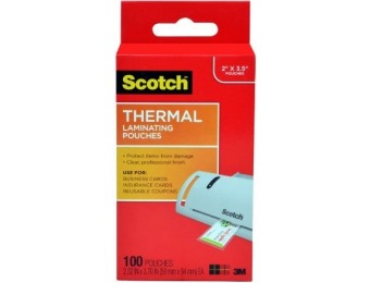 75% off Scotch Thermal Laminating Pouches 2.32" x 3.70", 100-Pack
