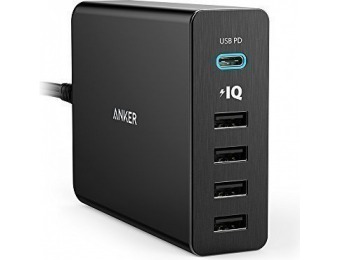 55% off Anker Premium 5-Port 60W USB Type-C Wall Charger