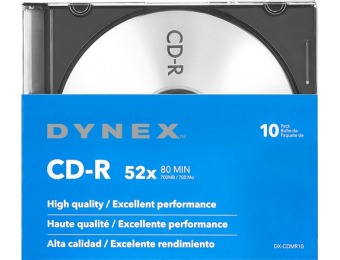 60% off Dynex 10-Pack 52x CD-R Discs with Jewel Cases