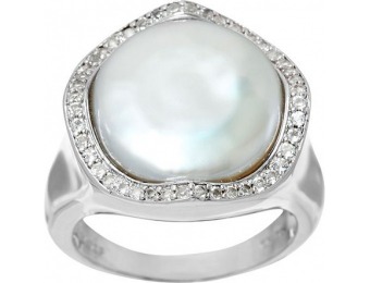 73% off Honora Cultured Pearl 13.5mm Baroque & White Topaz Sterling Ring