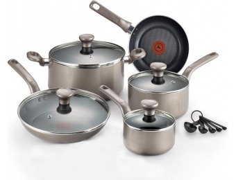 31% off T-Fal Excite 14-Pc Platinum Shimmer Non-Stick Cookware Set