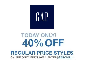 40% off Regular Price Styles at Gap.com