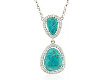 84% off Sterling Silver Genuine Dyed Turquoise Howlite and Cubic Zirconia Necklace