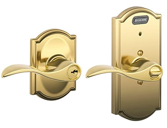 80% off Schlage Bright Brass Keyed Entry Lever with Built-In Alarm