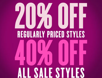 Extra 40% off All Sale Styles and 20% Off Regular Priced Styles