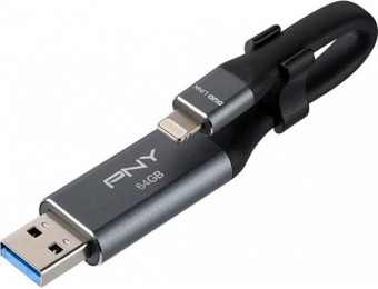 56% off PNY Duo-Link 64GB USB 3.0 Apple Lightning Flash Drive