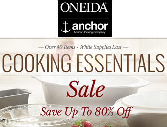 Up to 80% off Oneida & Anchor Hocking Cooking Essentials