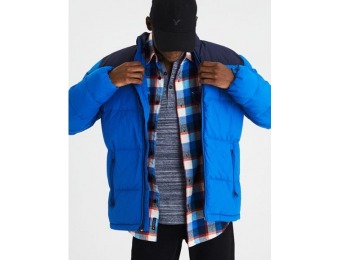 87% off AE Colorblock Mock Neck Puffer Jacket
