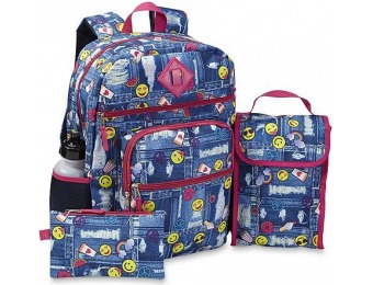 69% off Emoji Girls' Backpack, Lunch Bag, Pencil Case & Water Bottle