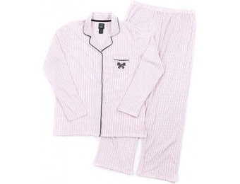 75% off Laura Ashley Long Sleeve Striped Notched Collar Pajama Set