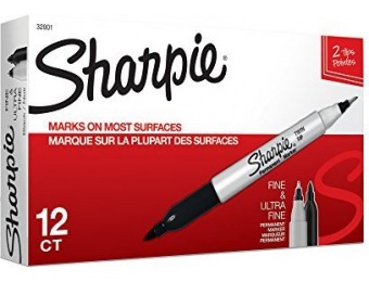 73% off Sharpie Twin Tip Permanent Markers, Black, 12 Count