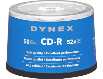 60% off Dynex 50-Pack 52x CD-R Disc Spindle