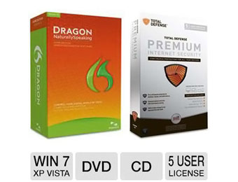Free Nuance Dragon Naturally Speaking Home 12 & Total Defense Premium Internet Security Bundle